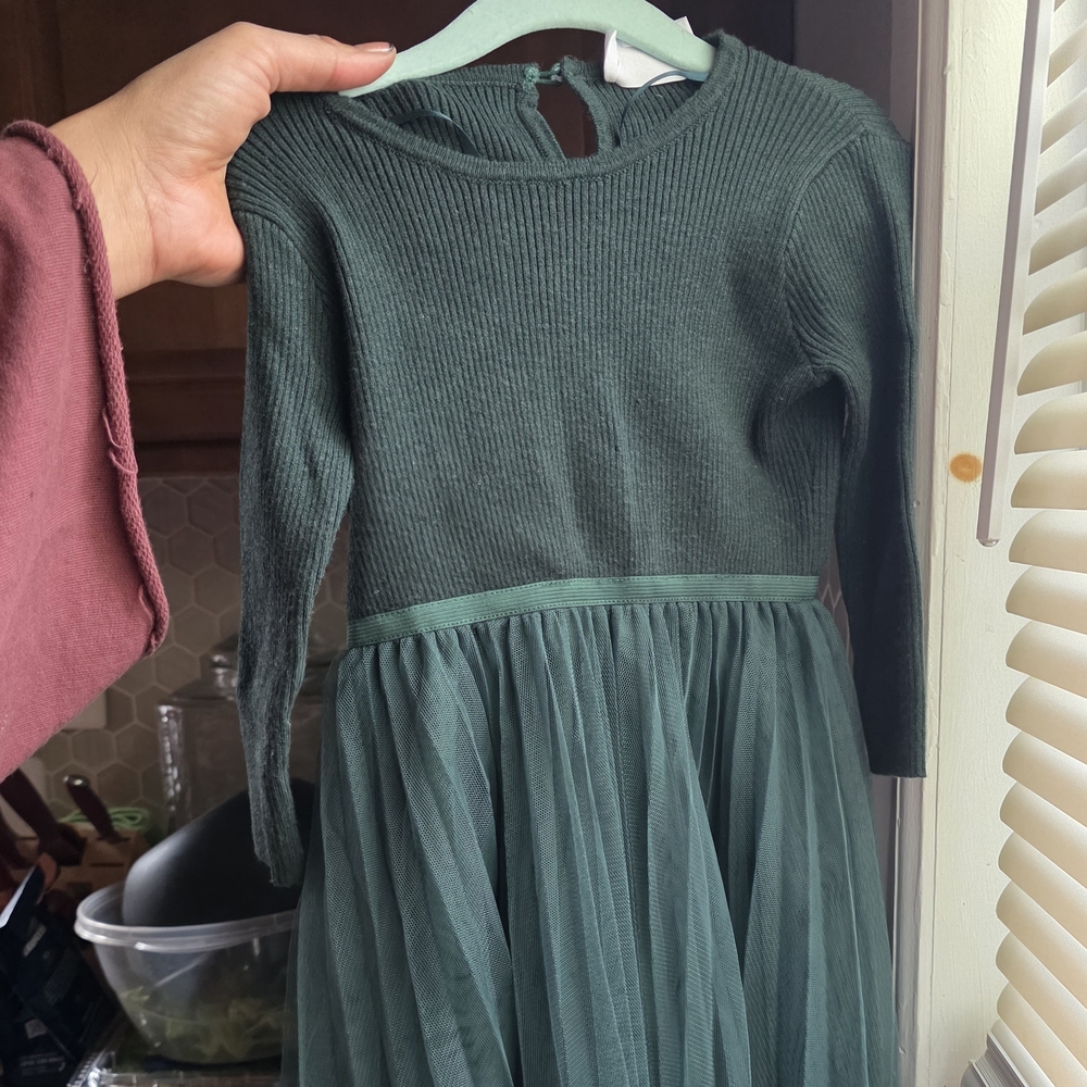 Charming Forest Green Kids Dress
